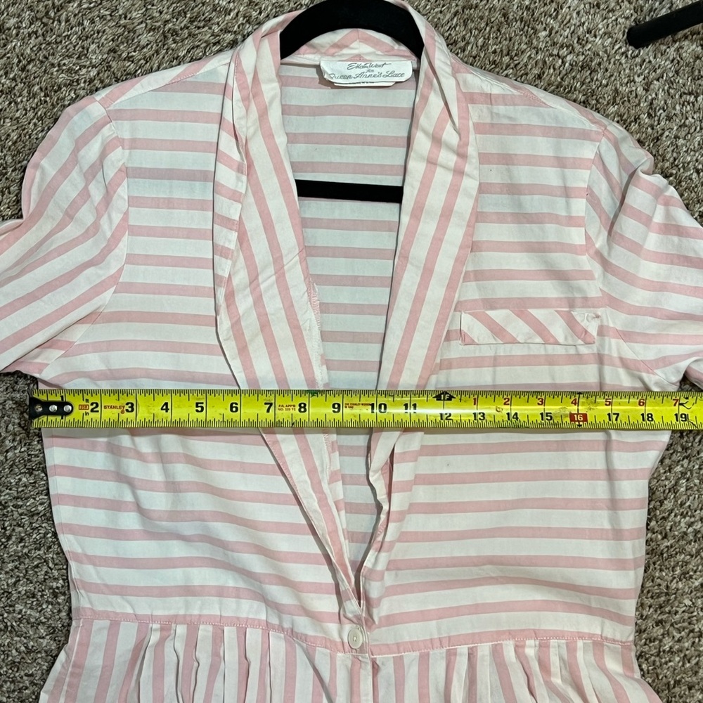 Vintage Eileen West Womens Pink & White Striped Button-Front Dress - Picture 4 of 4